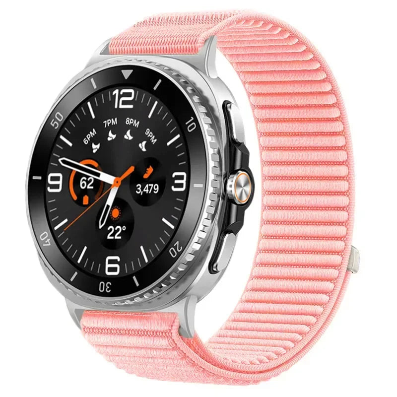 Ribbed Nylon Adjustable Loop Band in Pink for Samsung Galaxy Watch8, Watch8 Classic and Watch9