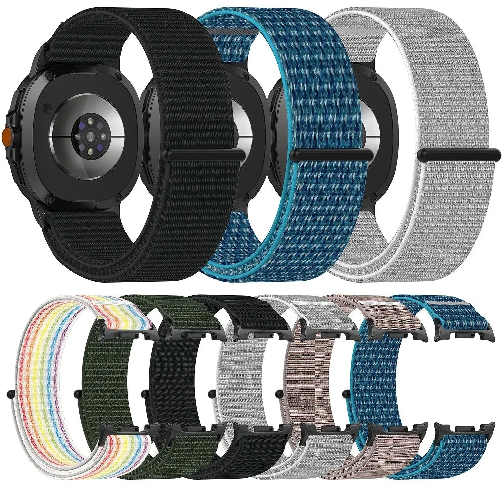 Nylon loop colors and patterns shown together