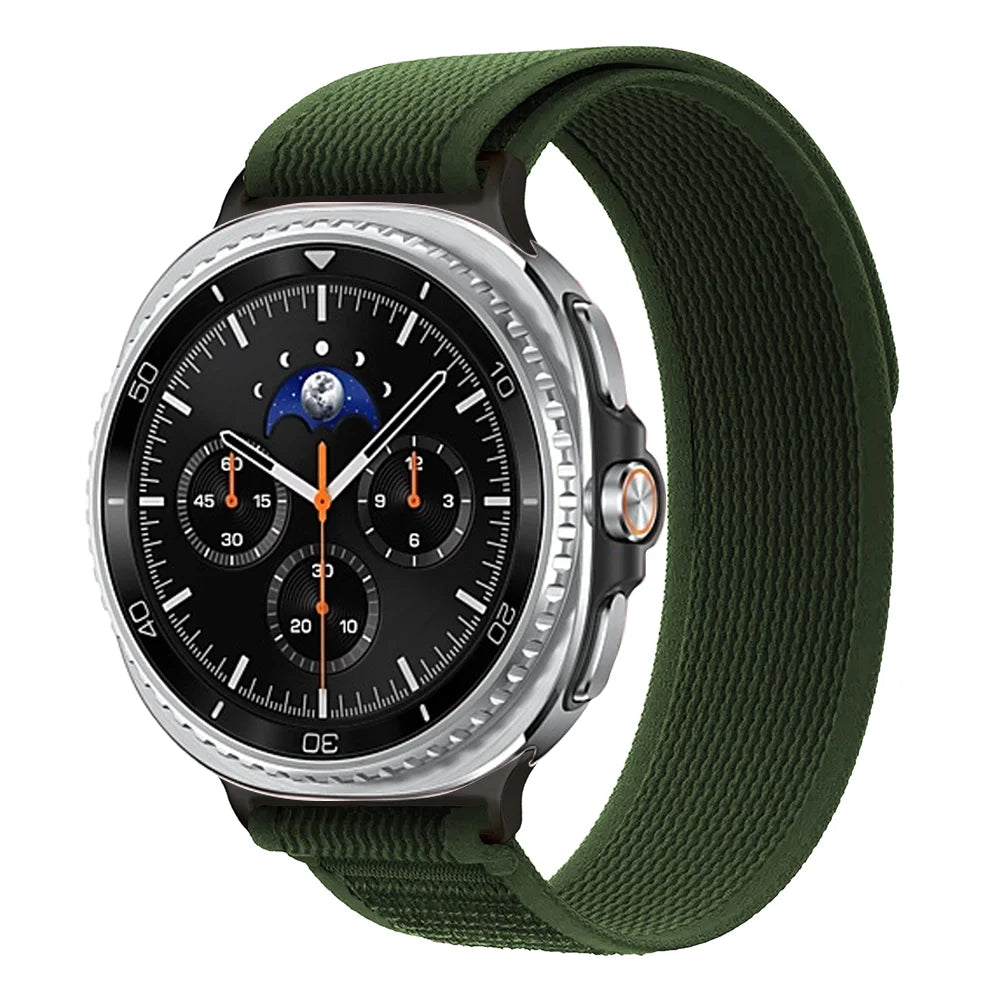 Nylon Loop Band with Edge Options in Army Green / Smooth Weave for Samsung Galaxy Watch8, Watch8 Classic and Watch9