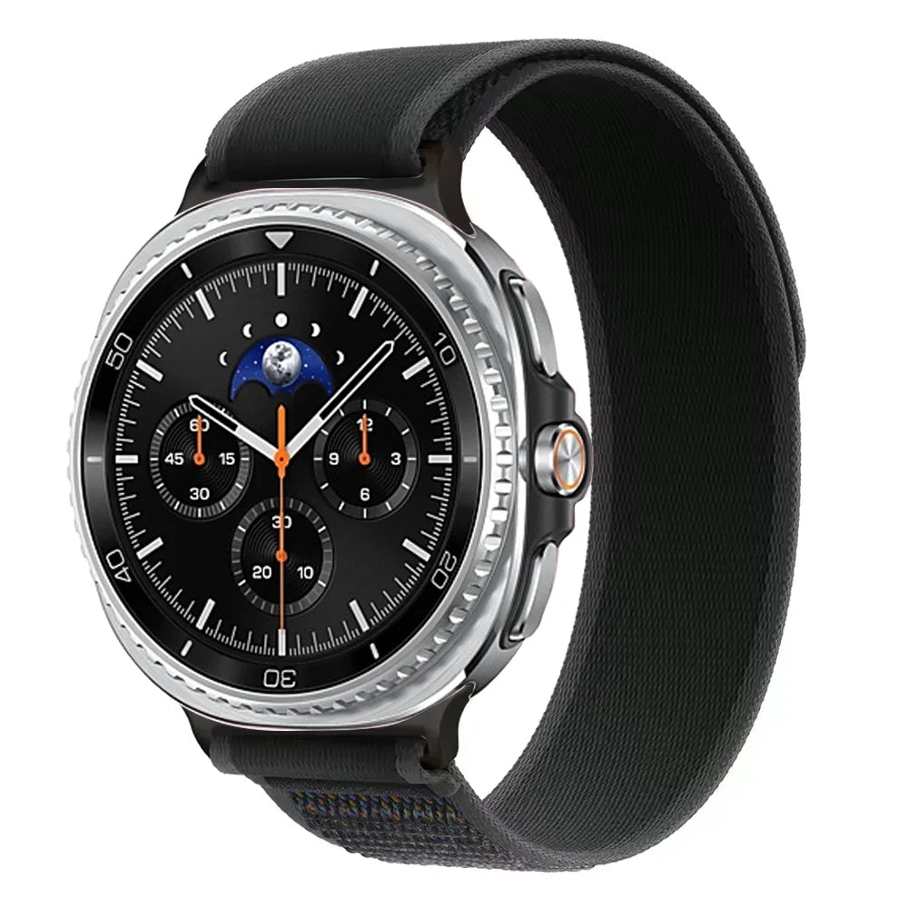 Nylon Loop Band with Edge Options in Black / Smooth Weave for Samsung Galaxy Watch8, Watch8 Classic and Watch9