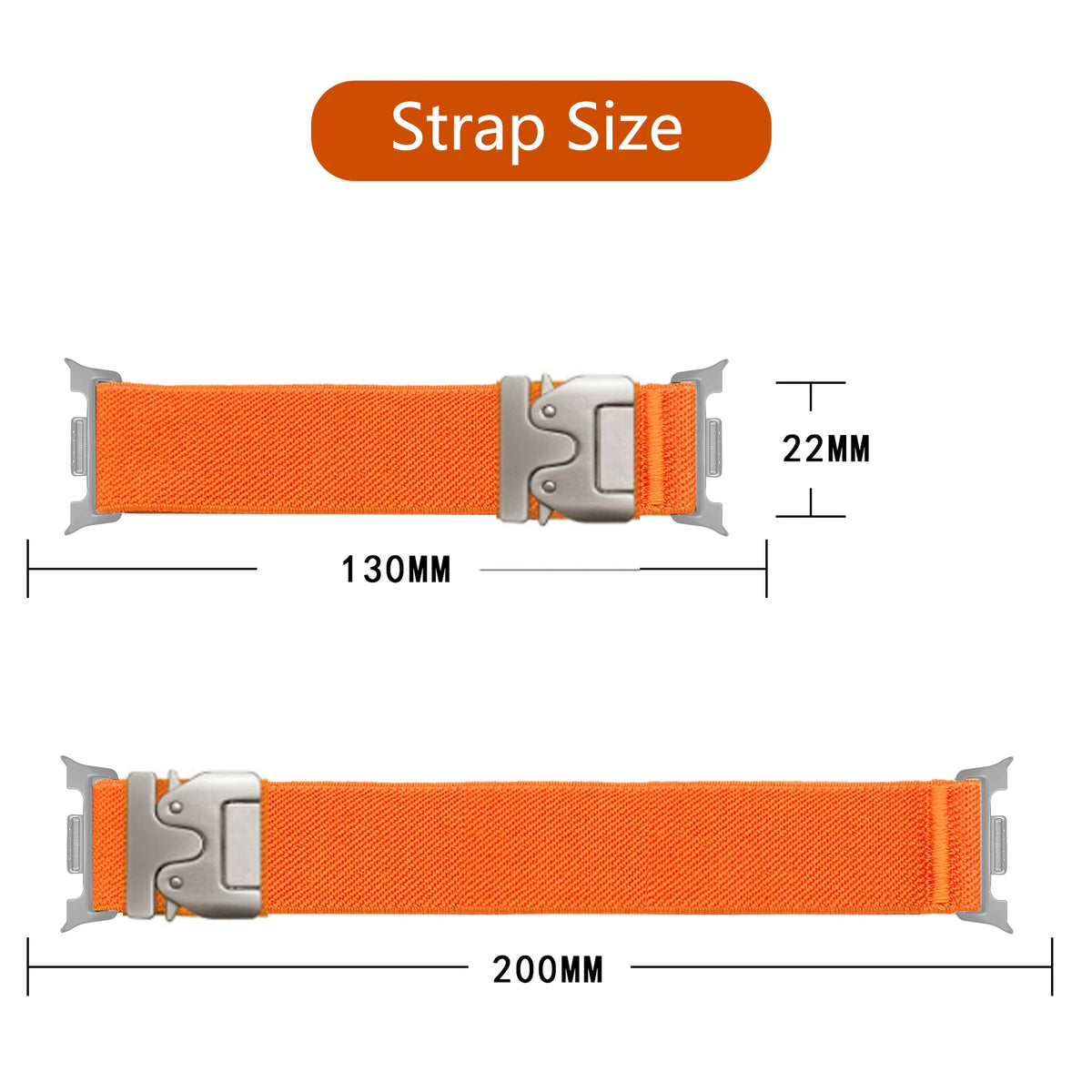 Orange nylon strap length adjustment illustration