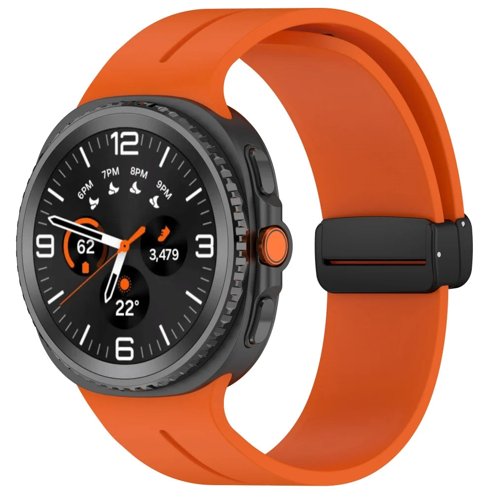 Silicone Band with Low-Profile Clasp in Orange for Samsung Galaxy Watch8, Watch8 Classic and Watch9