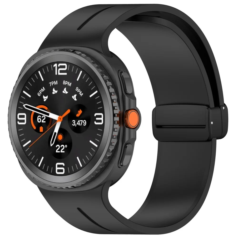 Silicone Band with Low-Profile Clasp in Black for Samsung Galaxy Watch8, Watch8 Classic and Watch9