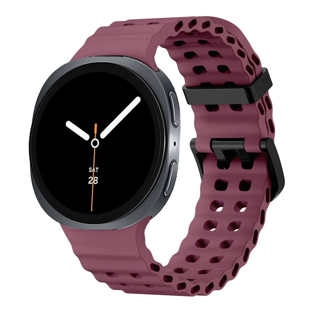 Perforated Silicone Sport Band in Wine Red for Samsung Galaxy Watch8, Watch8 Classic and Watch9