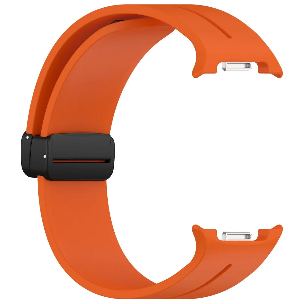 Orange silicone watch band clasp and underside for Samsung Galaxy Watch8, Watch8 Classic and Watch9