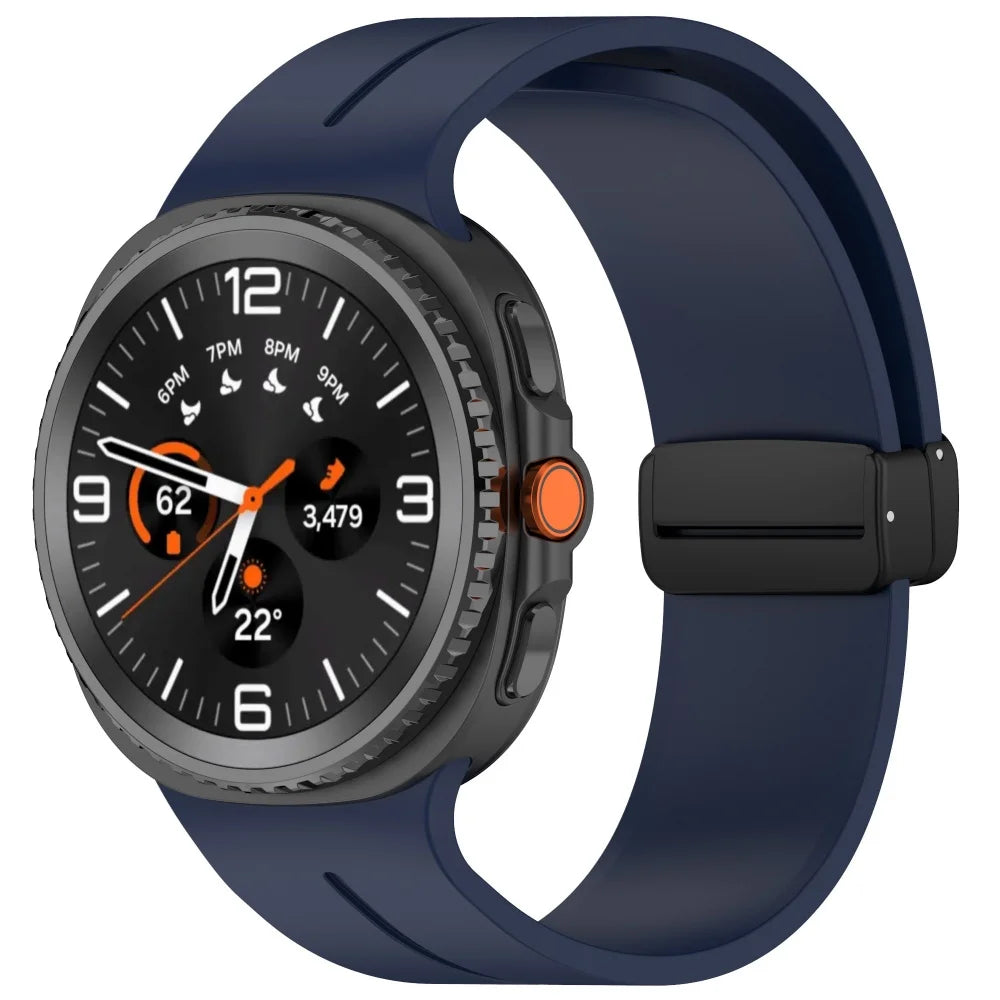 Silicone Band with Low-Profile Clasp in Navy Blue for Samsung Galaxy Watch8, Watch8 Classic and Watch9
