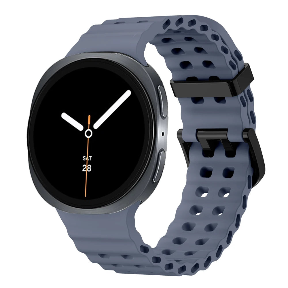 Perforated Silicone Sport Band in Blue Gray for Samsung Galaxy Watch8, Watch8 Classic and Watch9