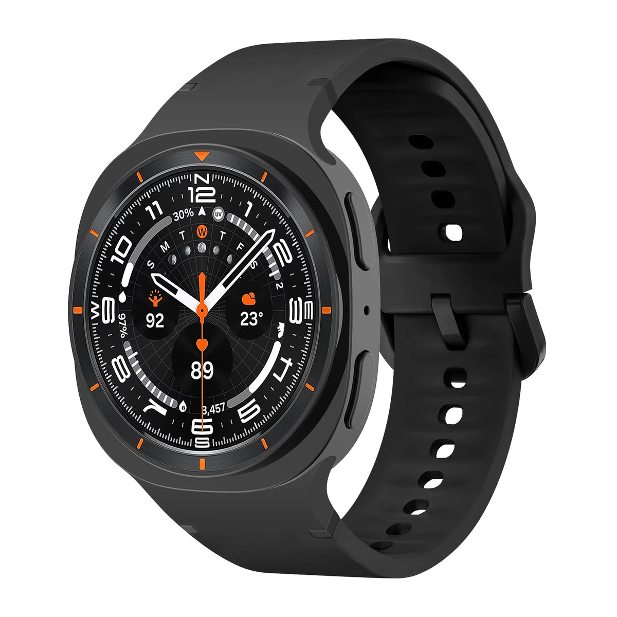 Smooth Silicone Everyday Band in Black for Samsung Galaxy Watch8, Watch8 Classic and Watch9
