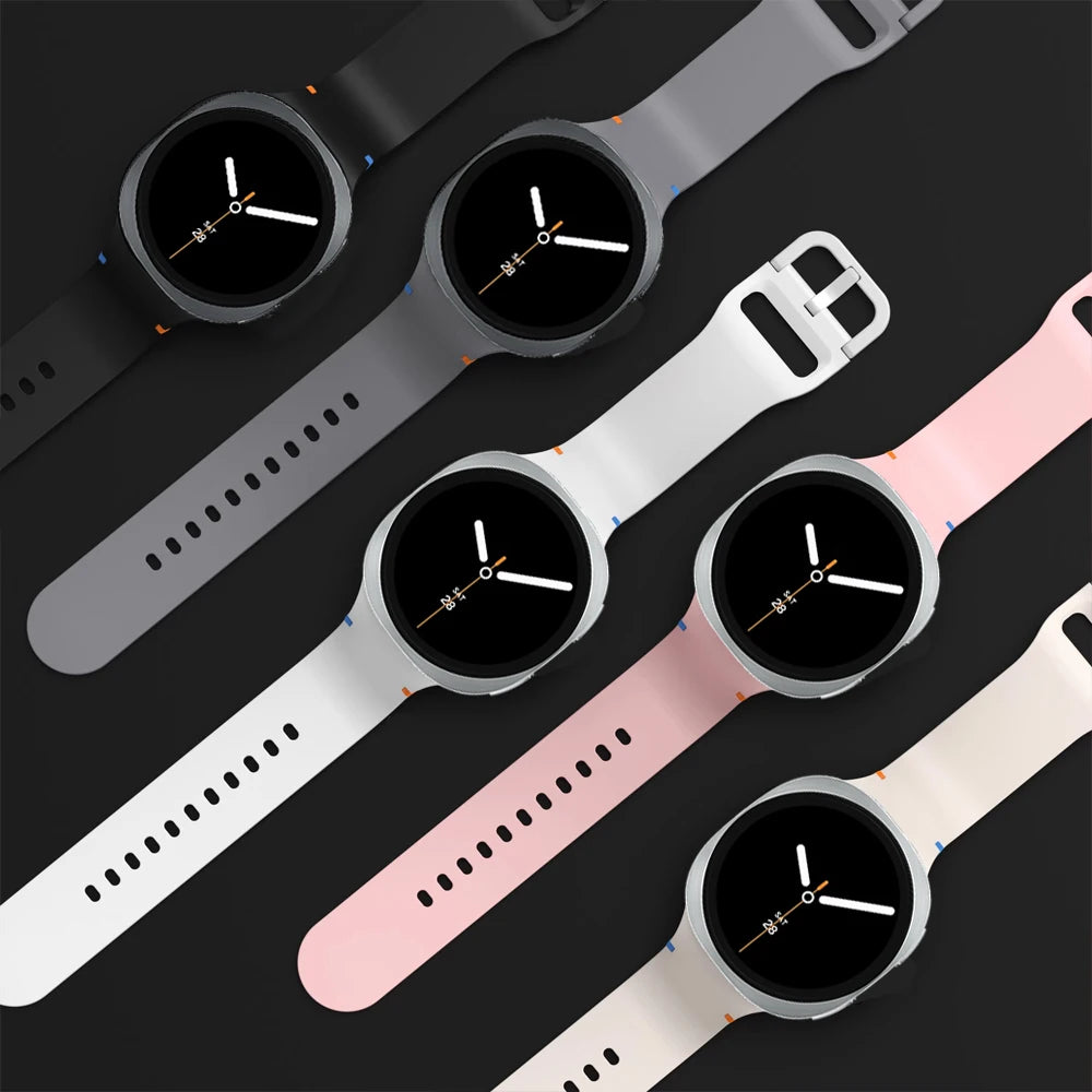 Smooth silicone watch bands in multiple colors for Samsung Galaxy Watch8, Watch8 Classic and Watch9