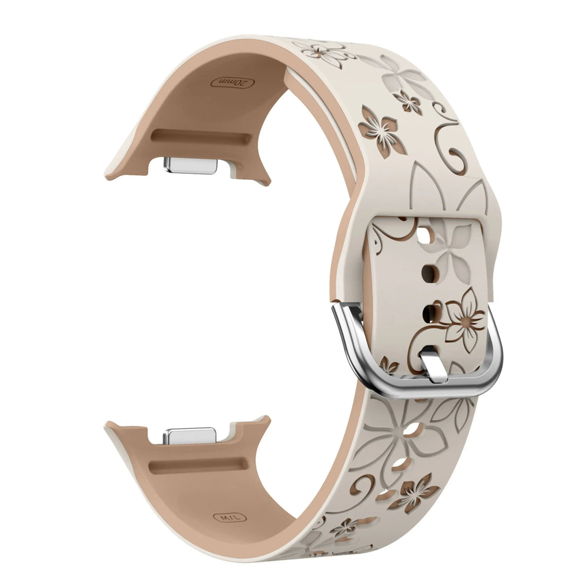 Samsung Galaxy Watch 7, 6, 5, 4 and FE 20mm Floral Silicone Band — product detail
