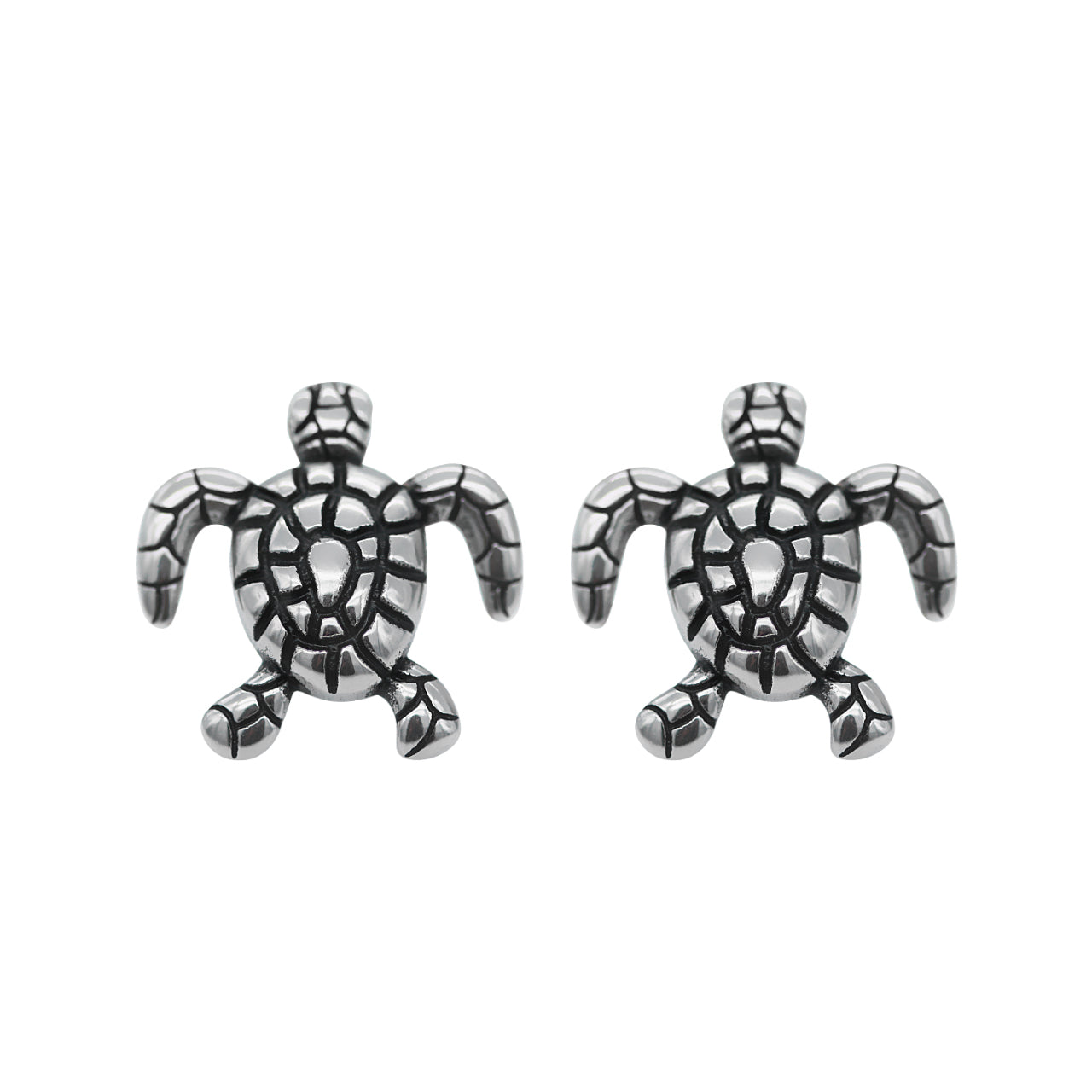 Silver Sea Turtle Stud Earrings Sterling Hypoallergenic by Blue Asteria