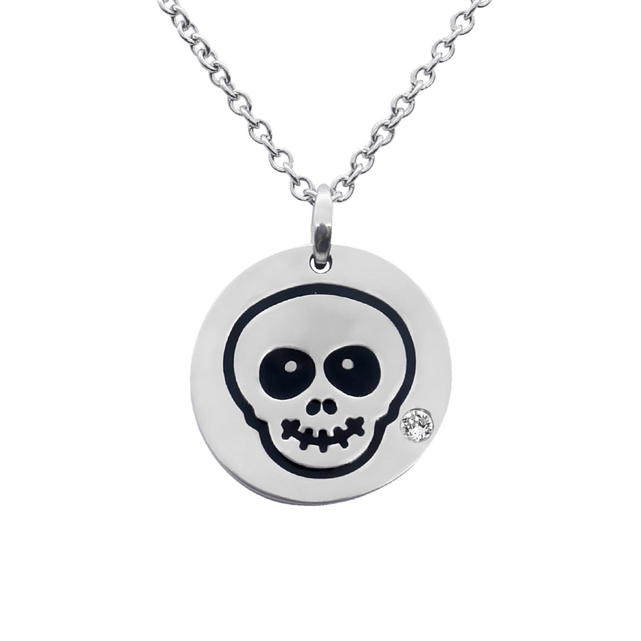 Skull Emoji Necklace With Swarovski Crystal Accent Pendant by Blue Asteria