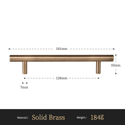 Smooth solid brass cabinet pull size diagram, 128mm hole spacing