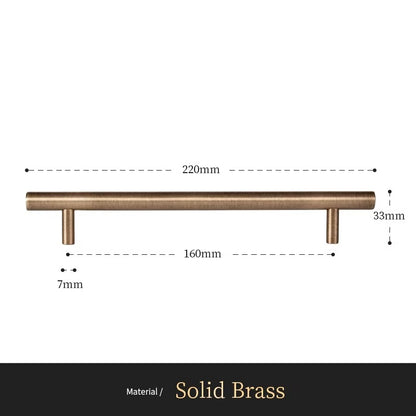 Smooth solid brass cabinet pull size diagram, 160mm hole spacing