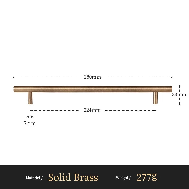 Smooth solid brass cabinet pull size diagram, 224mm hole spacing