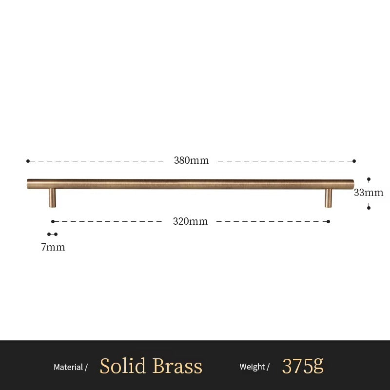 Smooth solid brass cabinet pull size diagram, 320mm hole spacing