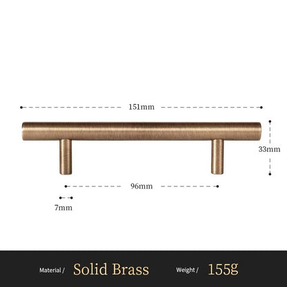 Smooth solid brass cabinet pull size diagram, 96mm hole spacing
