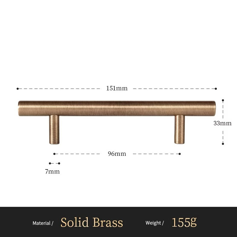 Smooth solid brass cabinet pull size diagram, 96mm hole spacing