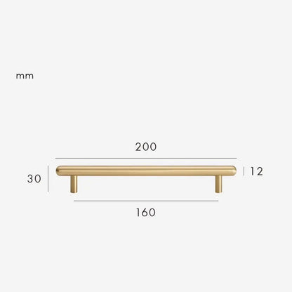 Smooth solid brass cabinet pull size diagram, 160mm hole spacing