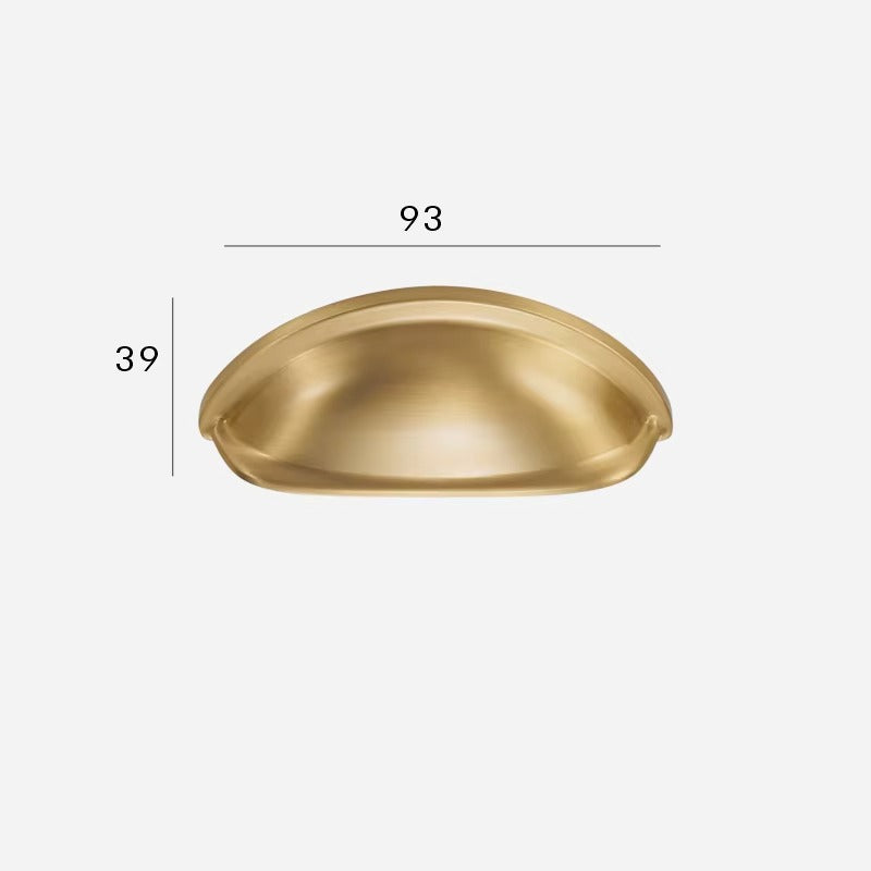 Smooth solid brass cup pull size diagram, 76mm hole spacing