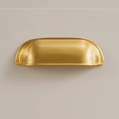 Smooth solid brass half-moon cup pull in brushed brass