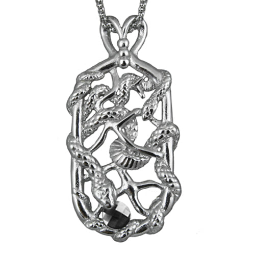 Snake Tag Necklace Double Serpent Pendant Silver Tone by Blue Asteria