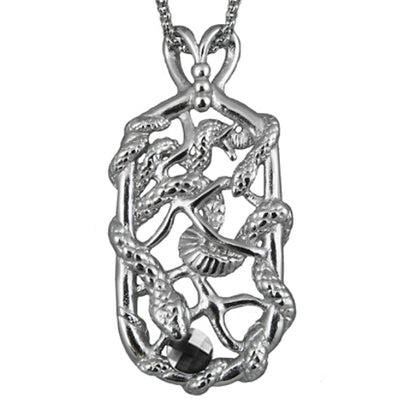 Snake Tag Necklace Double Serpent Pendant Silver Tone by Blue Asteria