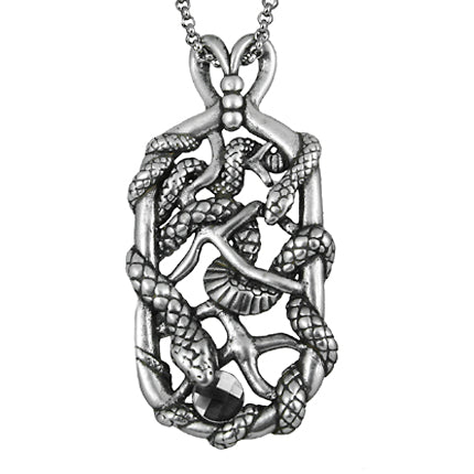 Snake Tag Necklace Double Serpent Pendant Silver Tone by Blue Asteria