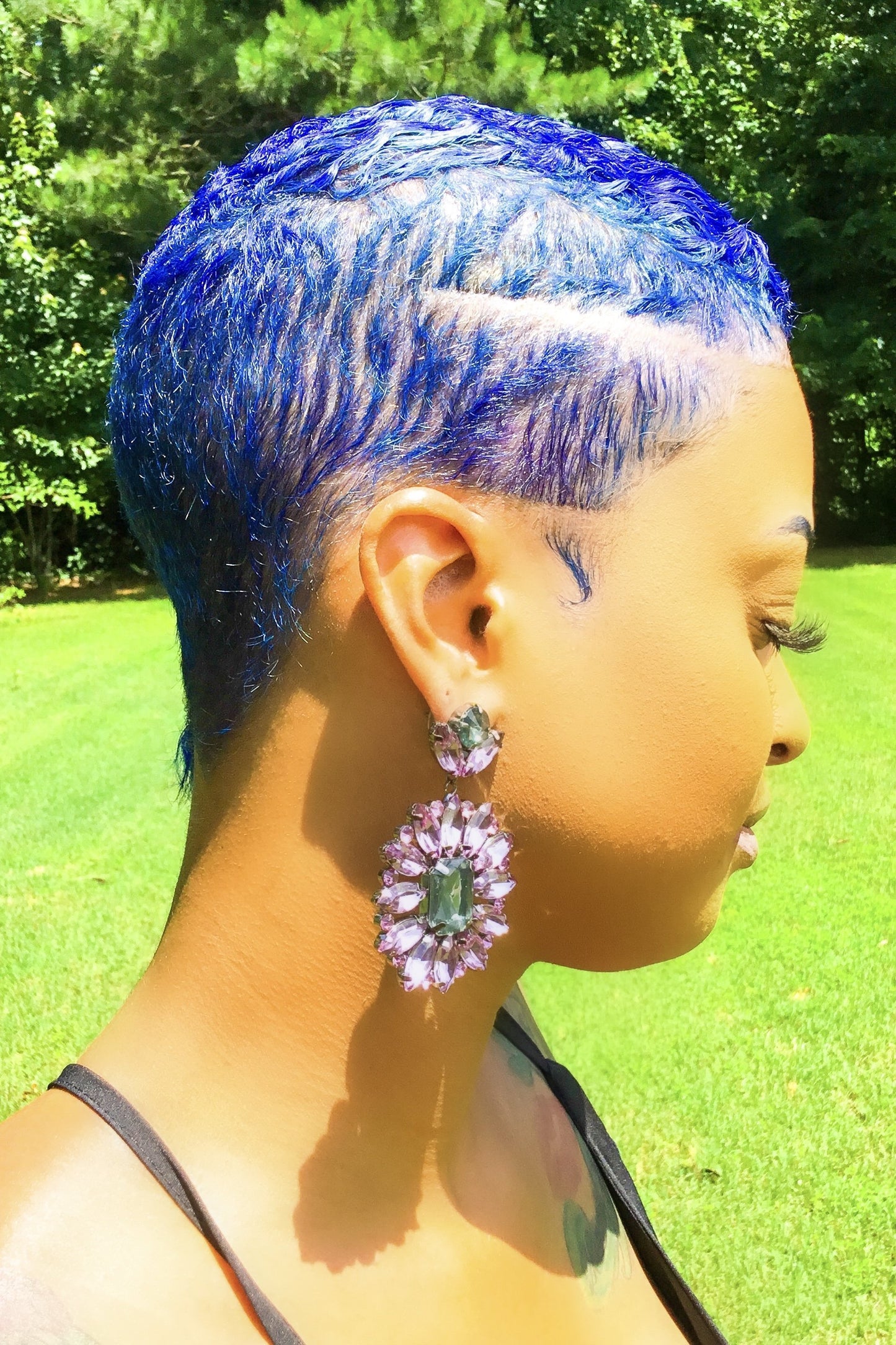 Sparkle Drop Dangle Earrings Purple Crystal Statement by Burgundy Uranus