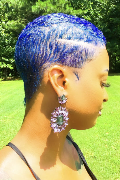 Sparkle Drop Dangle Earrings Purple Crystal Statement by Burgundy Uranus