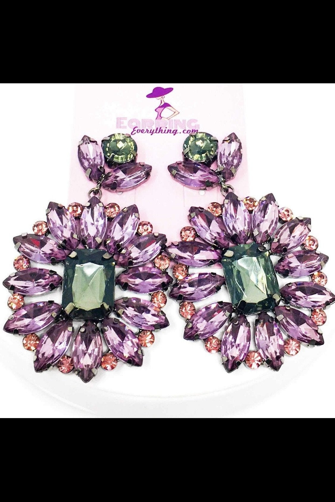 Sparkle Drop Dangle Earrings Purple Crystal Statement by Burgundy Uranus