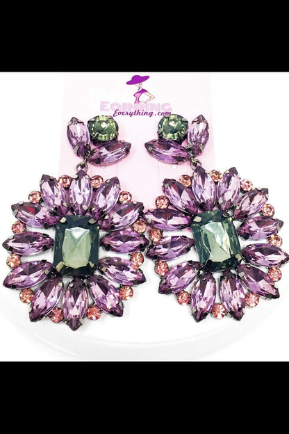 Sparkle Drop Dangle Earrings Purple Crystal Statement by Burgundy Uranus