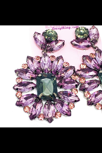 Sparkle Drop Dangle Earrings Purple Crystal Statement by Burgundy Uranus