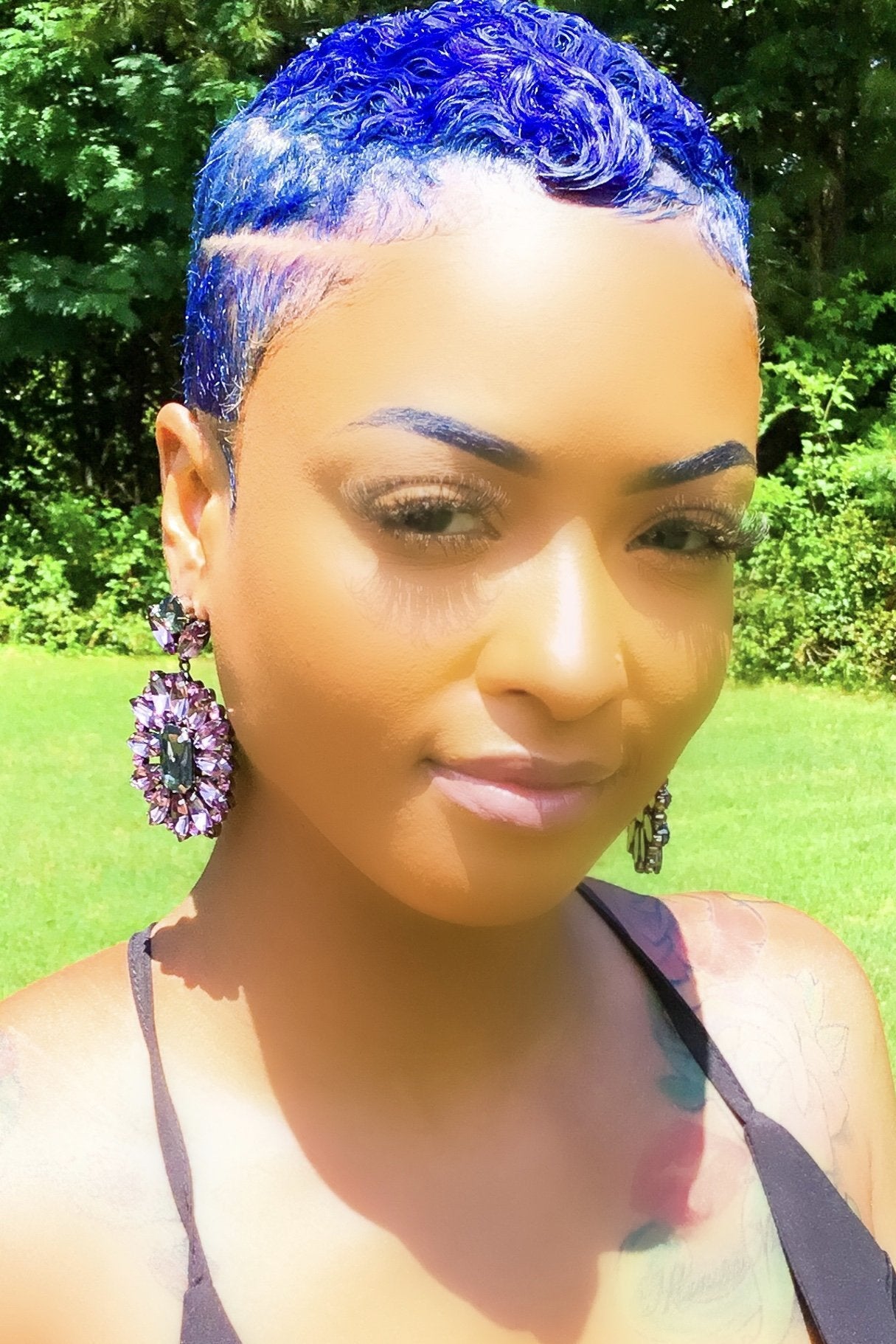 Sparkle Drop Dangle Earrings Purple Crystal Statement by Burgundy Uranus