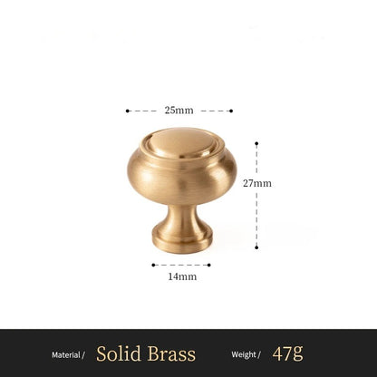 French Spire solid brass round cabinet knob size diagram, 25mm wide