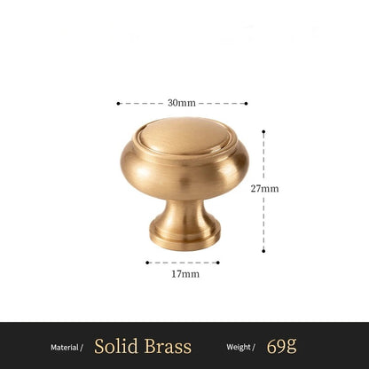 French Spire solid brass round cabinet knob size diagram, 30mm wide