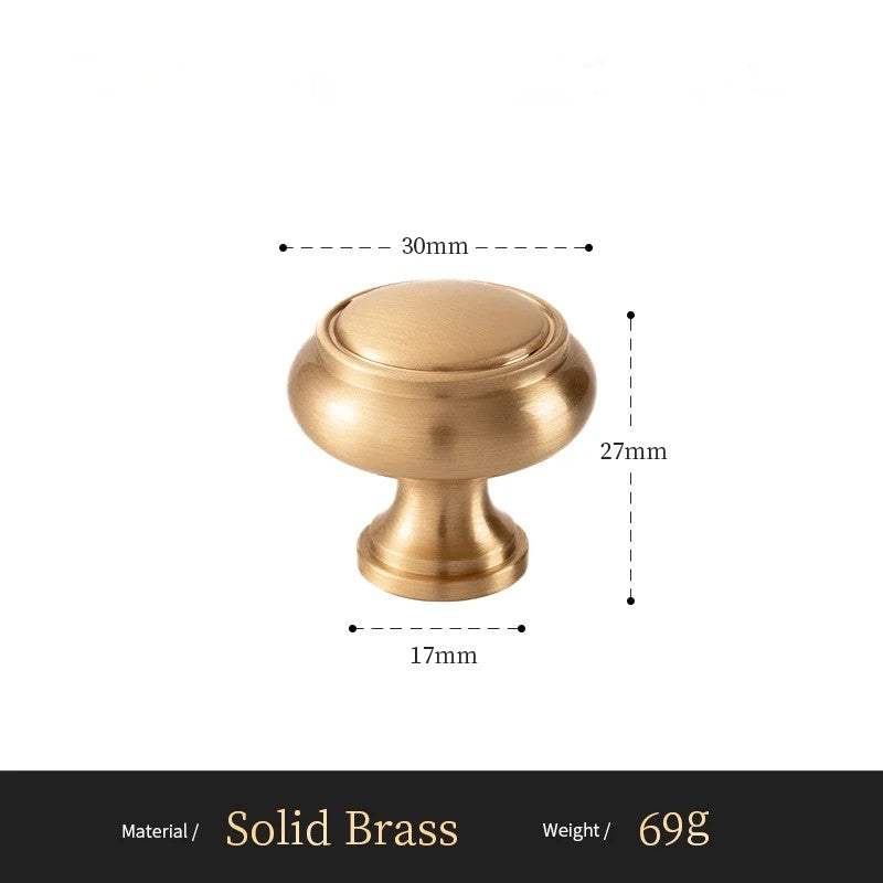 French Spire solid brass round cabinet knob size diagram, 30mm wide