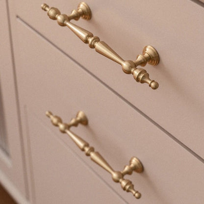 French spire solid brass cabinet pull in brushed brass