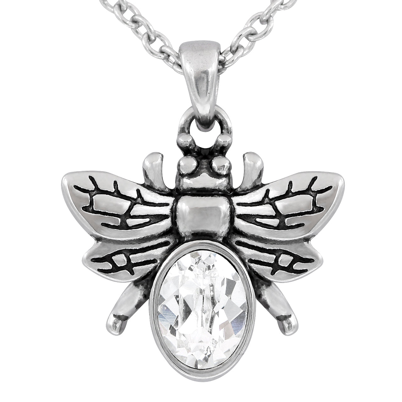 Stainless Steel Bee Necklace With Swarovski Crystal by Blue Asteria