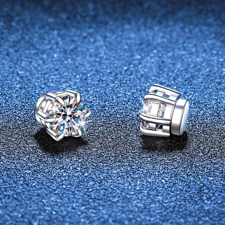 Colored Magnetic Moissanite Earrings in 925 Sterling Silver
