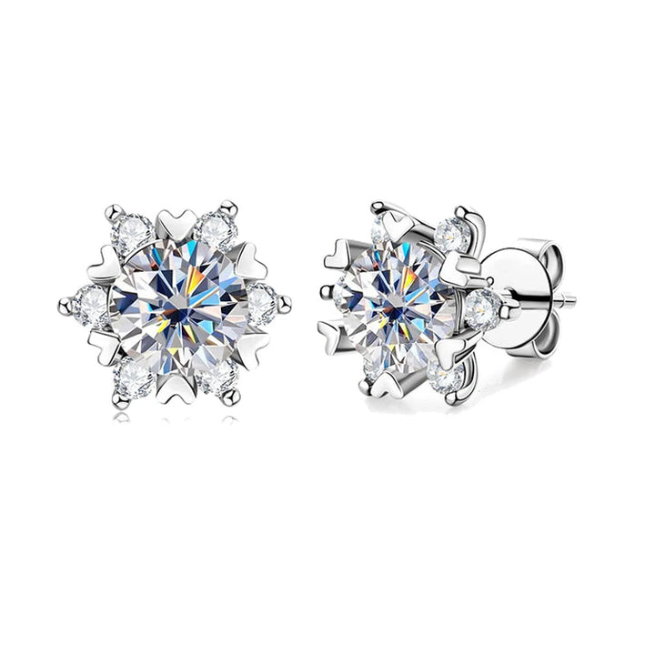 Snowflake Moissanite Stud Earrings in Sterling Silver