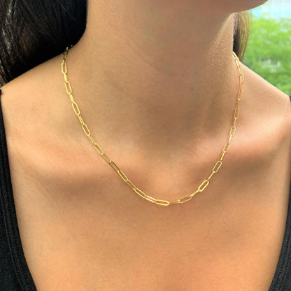 Sterling Silver Paperclip Chain Necklace 18K Gold Plated by Jade Hermes