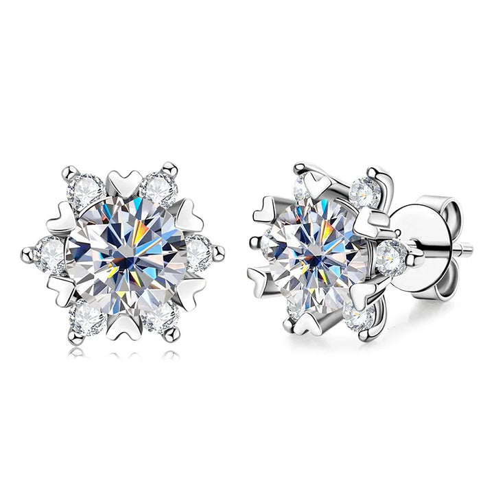 Colored Snowflake Moissanite Stud Earrings in Sterling Silver