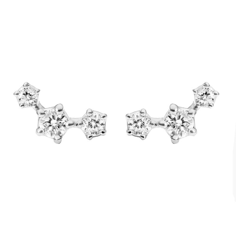 Three-Star Moissanite Screw-Back Stud Earrings - Three-star stud fronts
