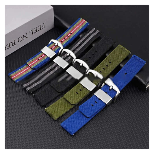 TicWatch Pro 5, Pro 3 & E3 Two-Piece NATO-Style Nylon Band - photographed band and color options