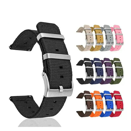 TicWatch Pro 5, Pro 3 & E3 Two-Piece Nylon Band, Twin Metal Keepers - photographed band and color options