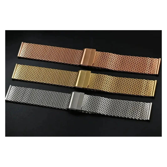 TicWatch Pro 5, Pro 3 & E3 Milanese Mesh Band with Adjustable Clasp - photographed band and color options