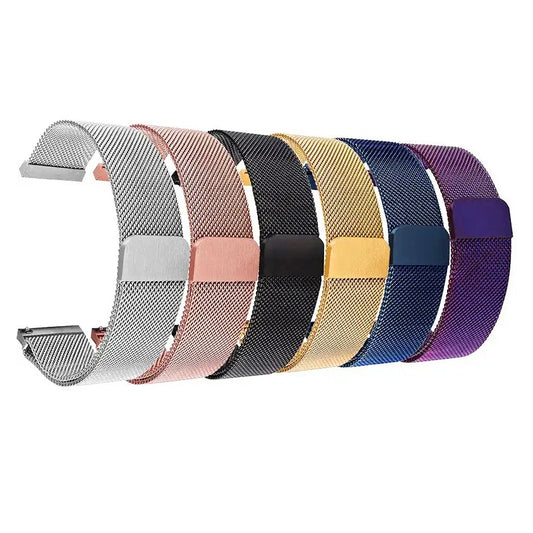 TicWatch Pro 5, Pro 3 & E3 Magnetic Stainless Steel Mesh Band - photographed band and color options
