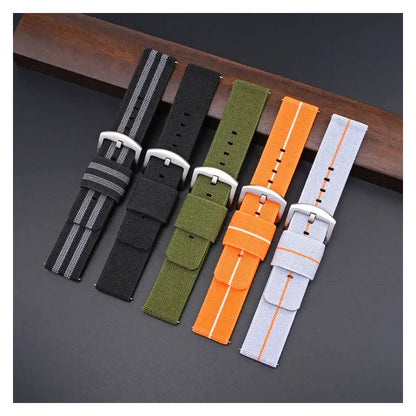 TicWatch Pro 5, Pro 3 & E3 Woven Nylon Band with Fabric Keepers - photographed band and color options