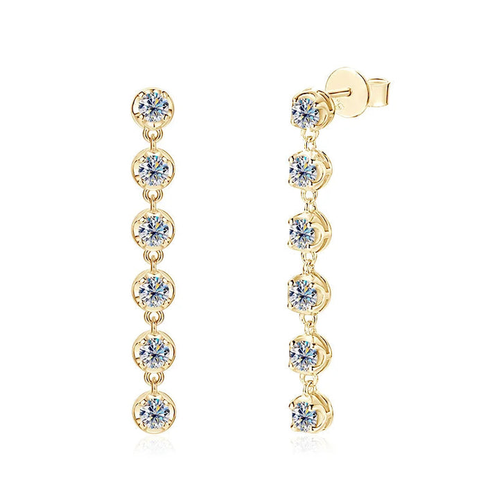Six-Stone Moissanite Line Drop Earrings in Sterling Silver